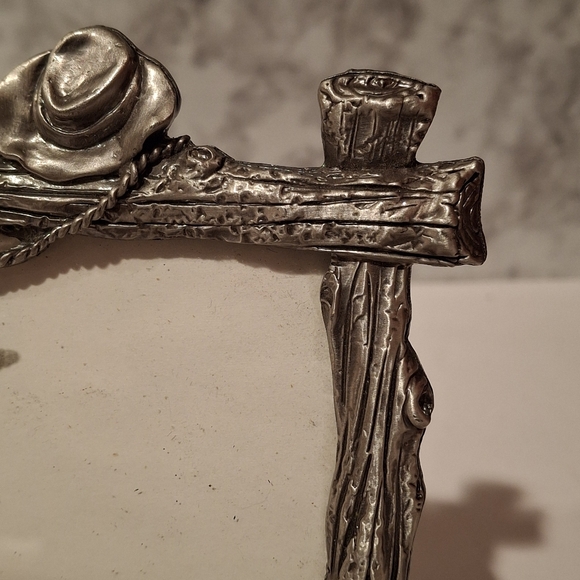 "Pewter" Metal 6 X 4 Picture Frame With Glass Horse Riding Western Cowboy Decor - Picture 6 of 10